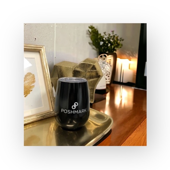 HTF: new Poshmark ߷ Coffee + Wine Stainless Steel Tumbler Glass Cup ߷ Black - Picture 1 of 16